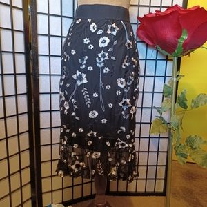 Beautiful white Skirt and Black Floral